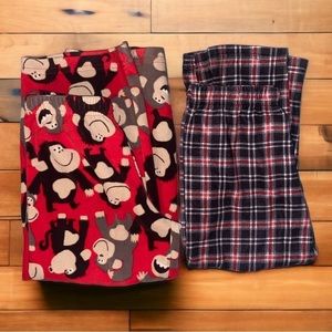 Kids PJ Pants Size 5 & 4/5 Monkey Print Plaid